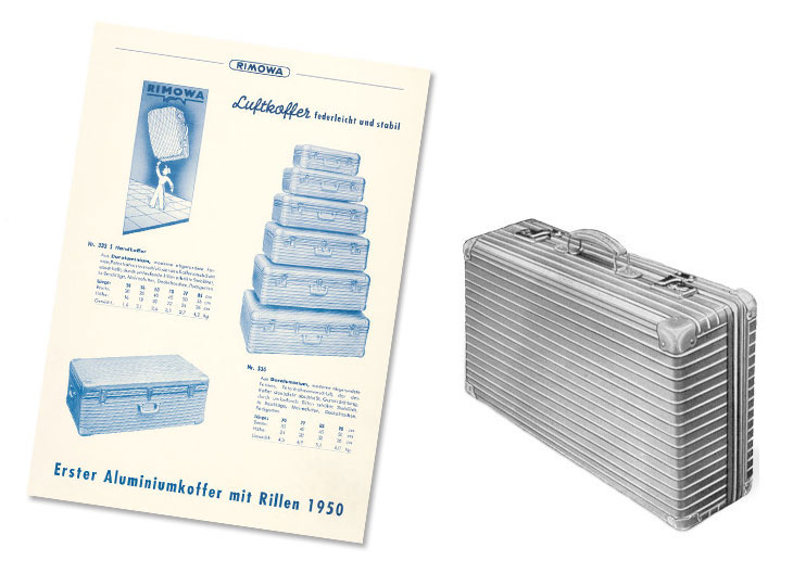 1950年に世界で初めてリブ加工のアルミニウム製スーツケースを発売