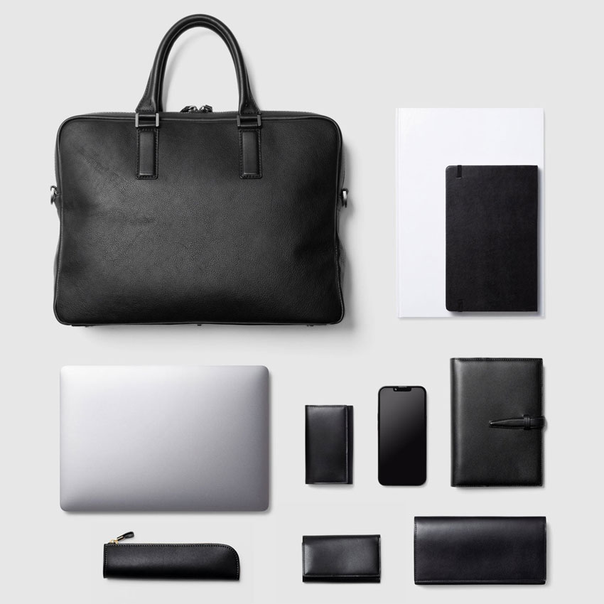 土屋鞄製造所/プロータ 2wayスマートブリーフ (防水)|すっきりとした薄マチのスマートなフォルムを維持したまま、通勤で持ち歩くビジネスアイテムぐらいなら、ゆったり収納できる余裕の収納容量 土屋鞄製造所/プロータ(plota) 2wayスマートブリーフ (防水)(かばんに収納可能な荷物のイメージ)